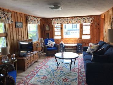 Cozy living room, bright, sunny and comfortable…hear the waves.