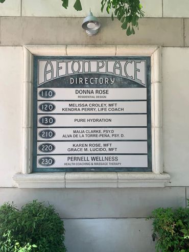 Building directory showing Pure Hydration Chico is in suite 130