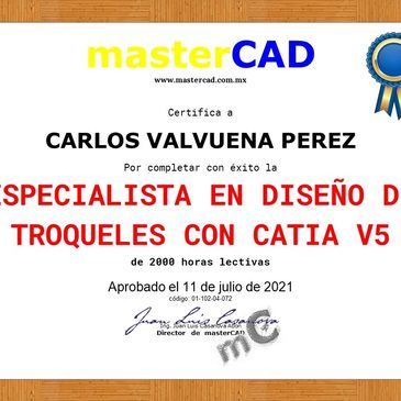 Certificado del Curso en Diseño de Troqueles Automotriz para Volkswagen de masterCAD