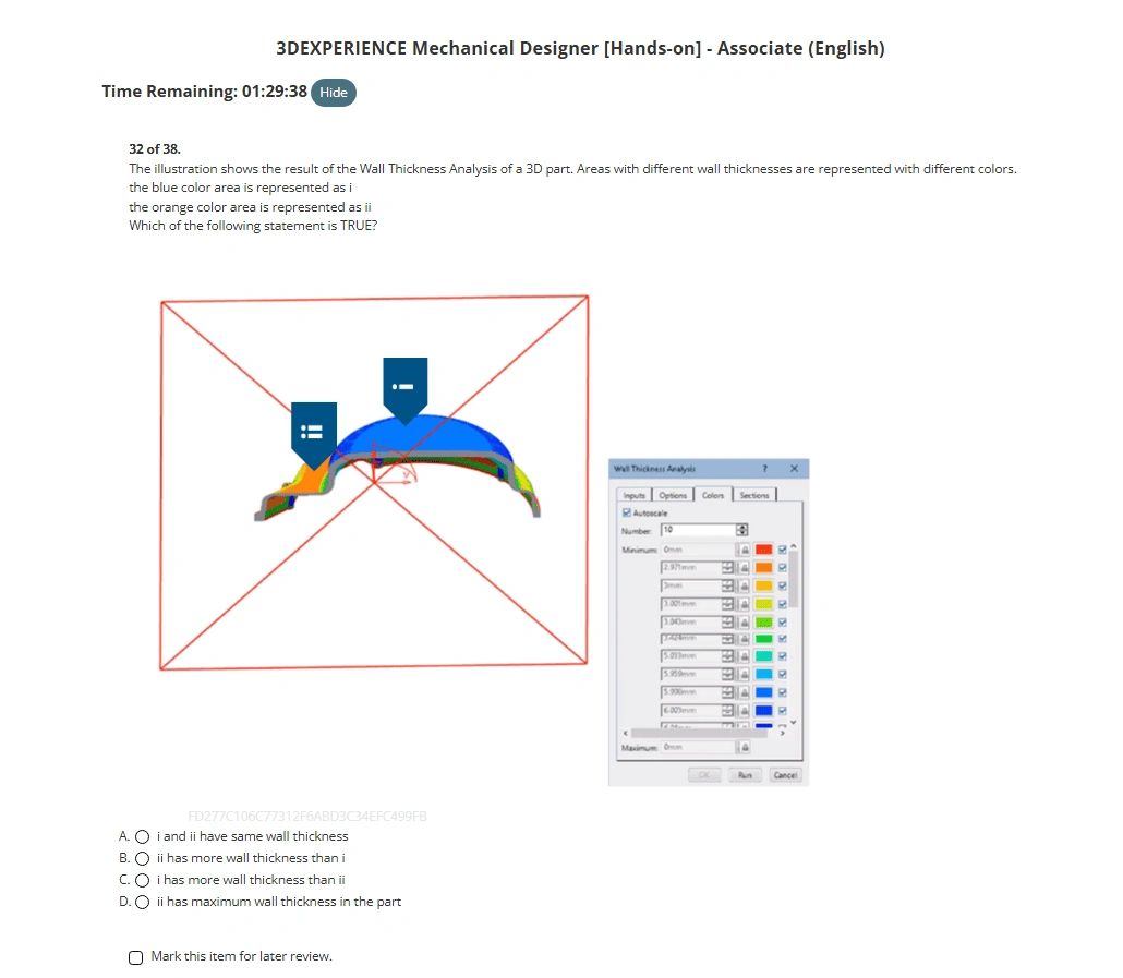 Pregunta examen de certificación CATIA ASSOCIATE Oficial de Dassault Systemes: Mechanical Designer