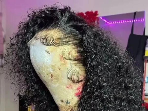 Curly lace front wig mannequin.