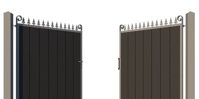 Iron top composite driveway gates.
