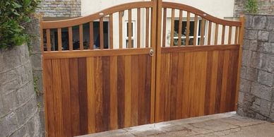 Hardwood timber gates in IROKO