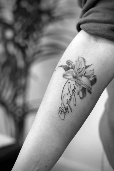 Fine line floral tattoo Burlington