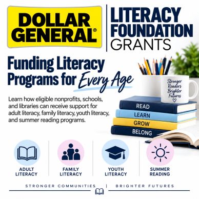 Dollar General Literacy Foundation grants supporting literacy programs for all ages.