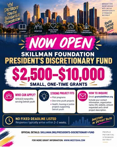 Detroit Skillman Foundation grants for Detroit youth nonprofits.