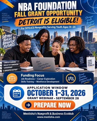 NBA Foundation Fall Grant for Detroit nonprofits serving youth 14-24.