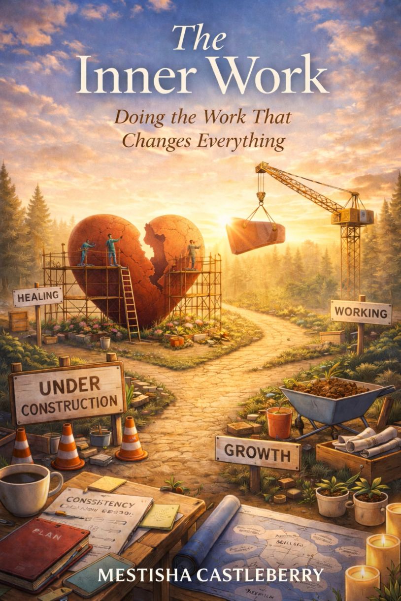 A heart being repaired with signs of healing, working, and growth.