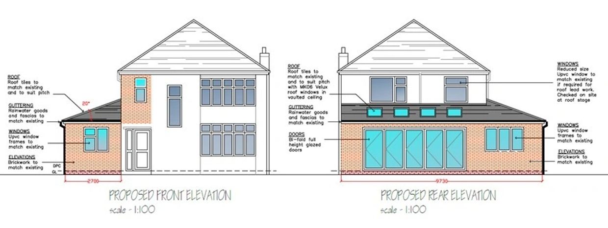 Building plans for a home extension in Trafford, Manchester