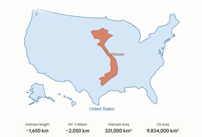 map of vietnam, in same proportions