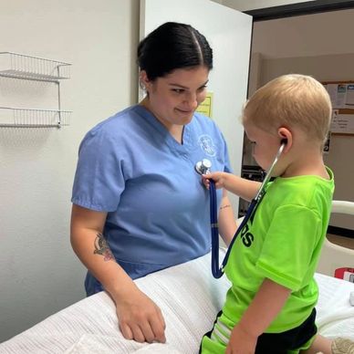 A young boy and a nurse