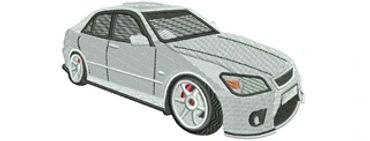 Illustration of a sleek silver sedan car viewed from the front side.