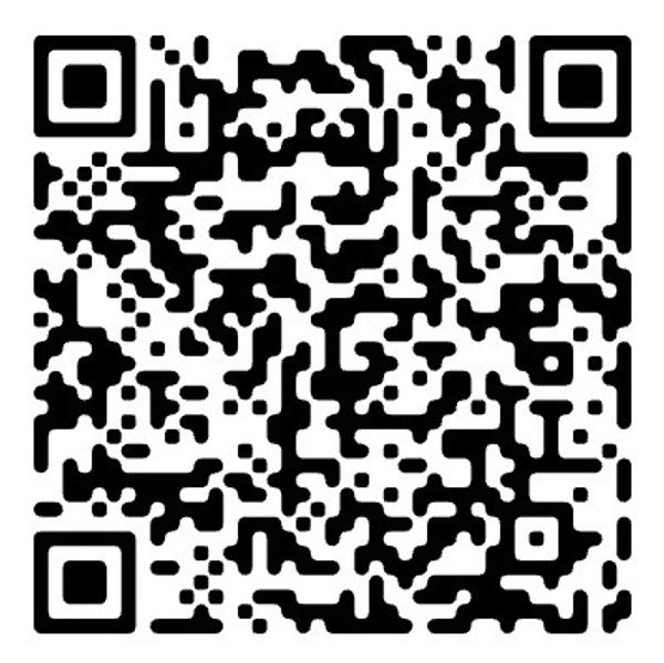 Black and white QR code with rounded pixel patterns.