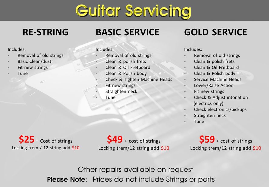 Guitar Repair/Service price list