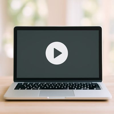 A laptop is about to play educational videos on adult clergy sexual abuse.
