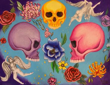 "The Conference" 2019 
oil pastel, colored pencil, graphite pencil, and pen
11" x 14"