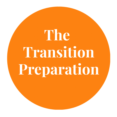 Orange circle with text 'The Transition Preparation'.