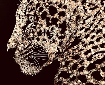 TITLE: LEOPARDO
SERIES: “PIELES”
2011
ACRYLIC AND SEQUINS ON CANVAS
40' X 47' X 2'