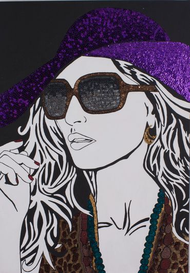 TITLE: GWEN
SERIES: “POP”
1998
ACRYLIC AND SEQUINS ON CANVAS
28' X 20' X 3'