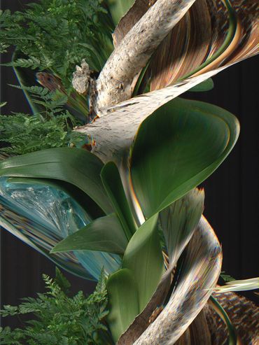 An abstract photo of flowers in a vase.