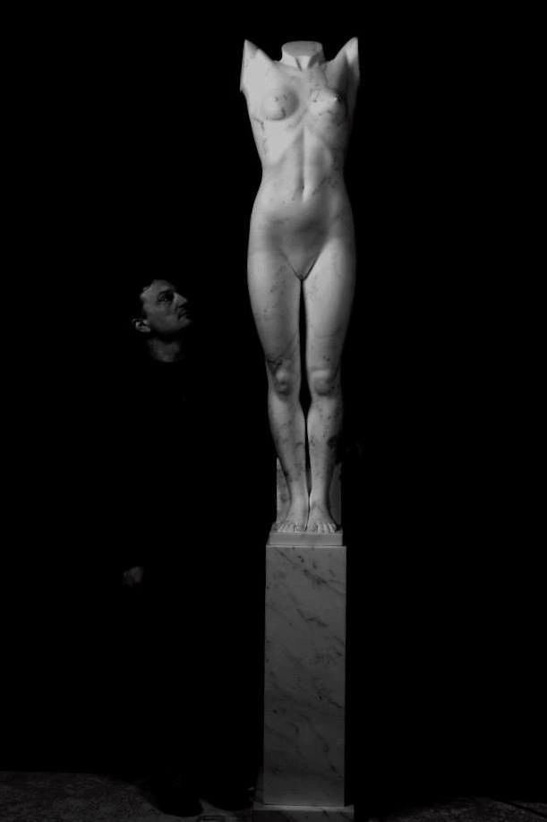 female figure in Carrara Marble 250 cm created by Marcello Giorgi