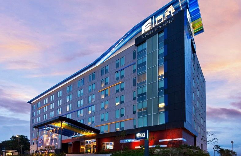 Aloft Ornamental Roof Feature "Swoof" and Entry Canopy "Porte-Cochere"