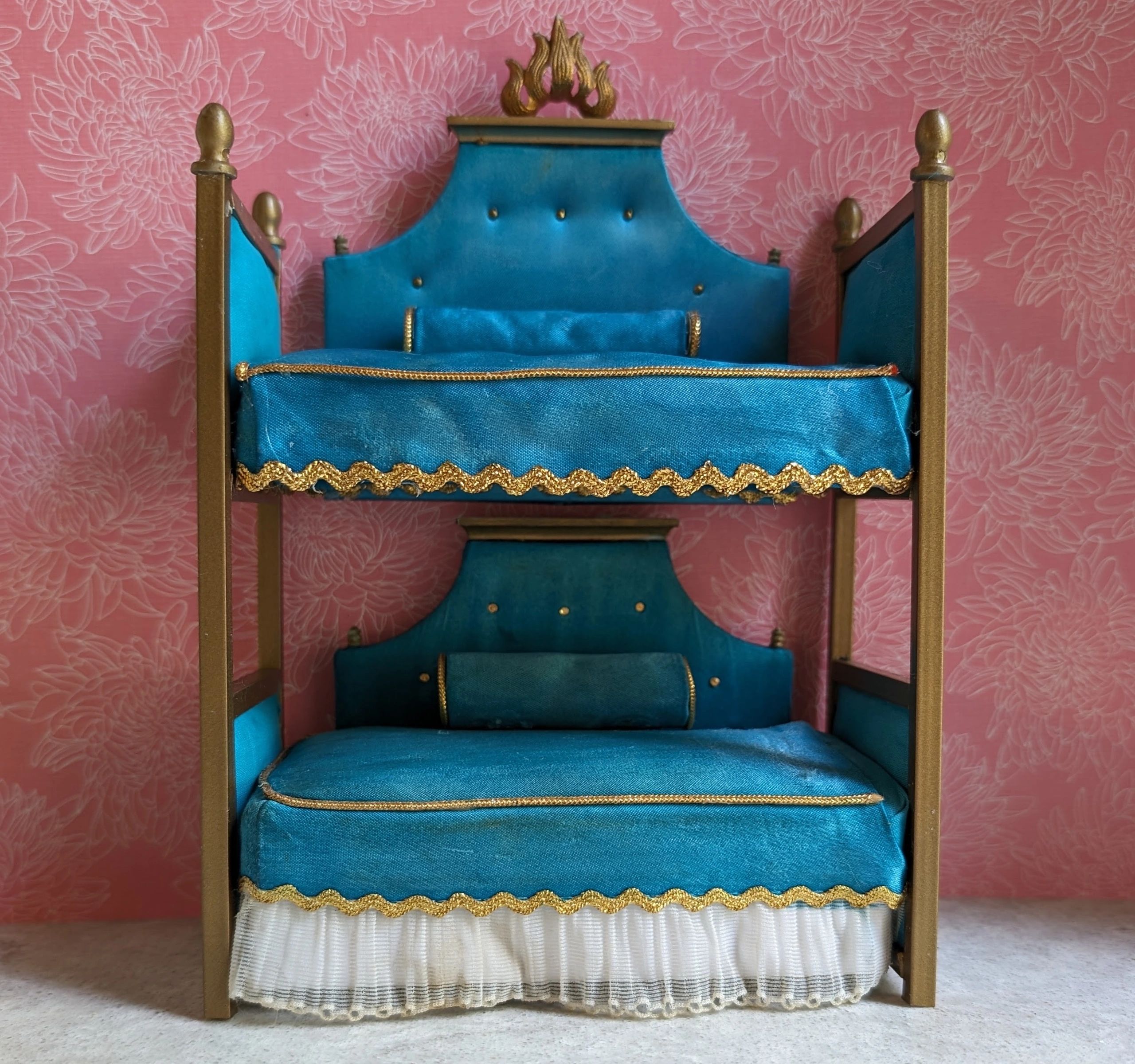 Custom designed bunk daybed made by Amy Kay using Petite Princess dollhouse beds.