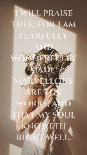 Person holding a bouquet with an inspirational quote overlay.