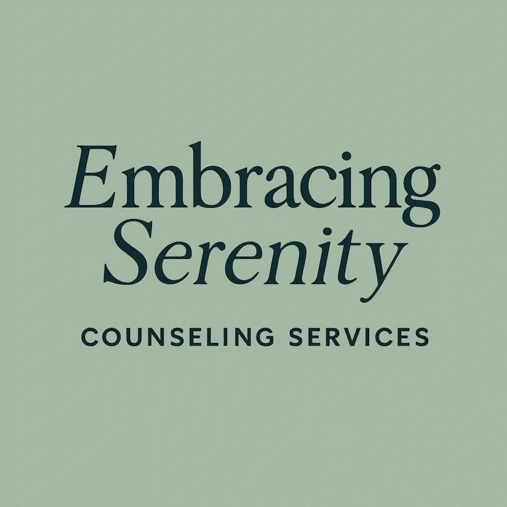 Logo for Embracing Serenity Counseling Services on a muted green background.