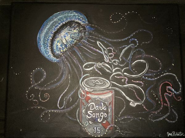 Dark Songs happens at the Tamborine Lounge. The jellyfish is fishing on the dark muddy river bottom.