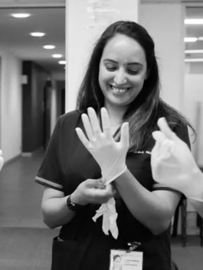 Nurse wearing gloves