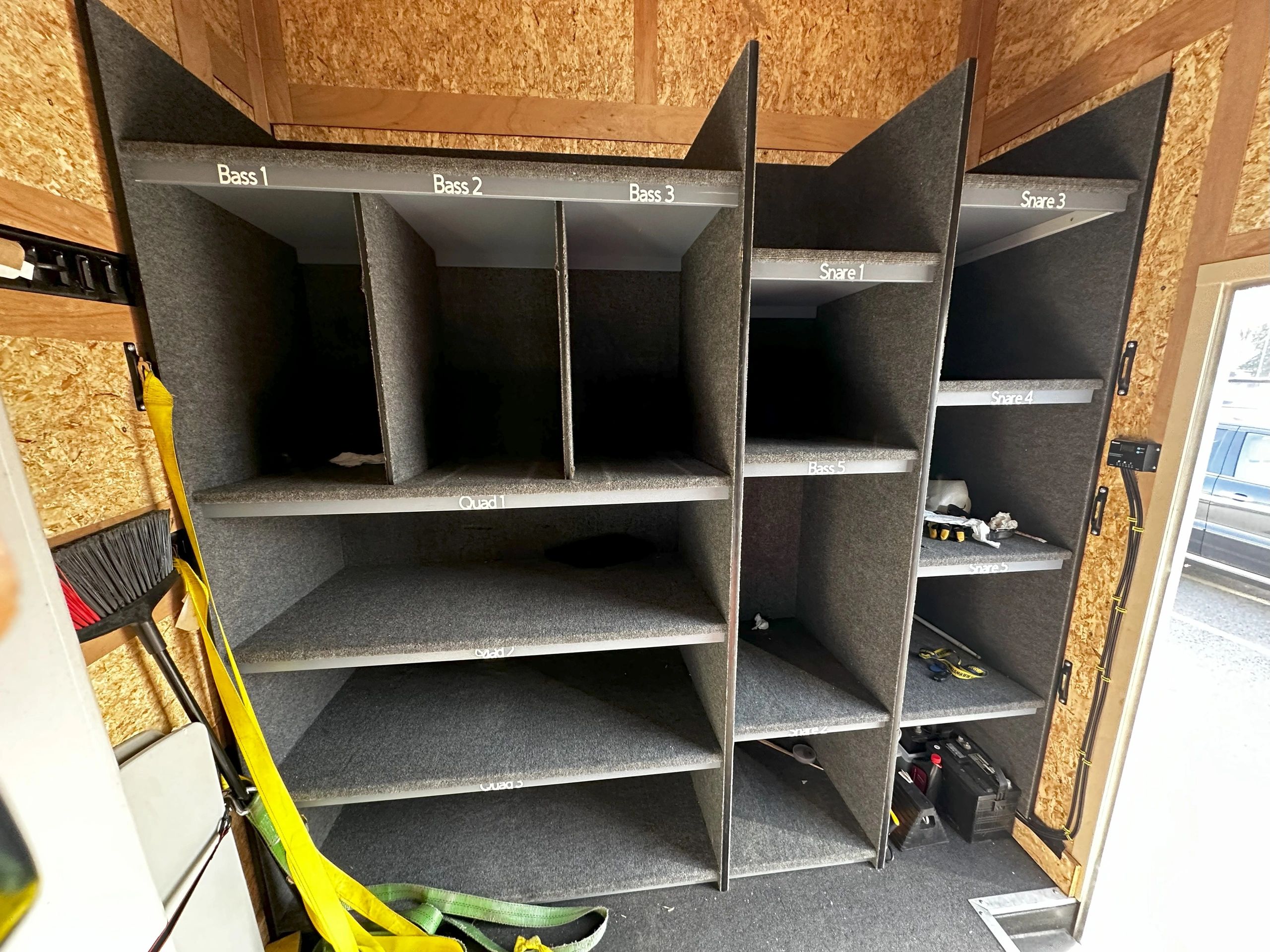 Drum cubbies labelled