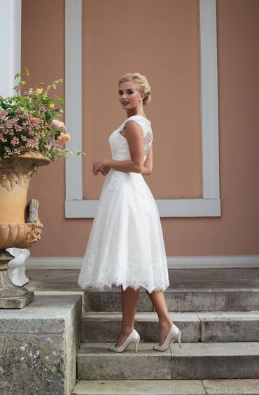 Maggie Brighton Belle short tea length wedding dress