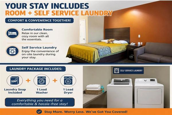 Hotel room with self-service laundry package in Cedar Park Texas