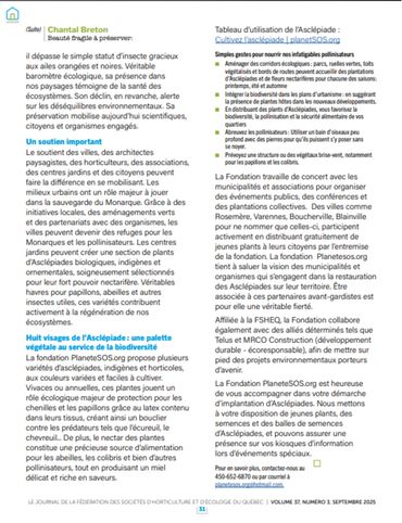 Visitez le site Hortiquoi Septembre 2025 pour voir tout l'article sur le monarque.