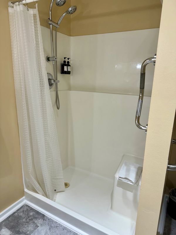 Plum Blossom Stepin shower with bench and handheld shower