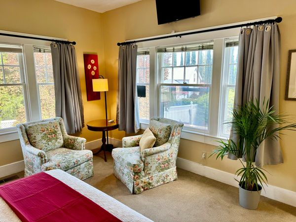 Plum Blossom Room seating and TV
