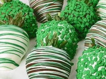 A picture of frozen sweet items with green garnish
