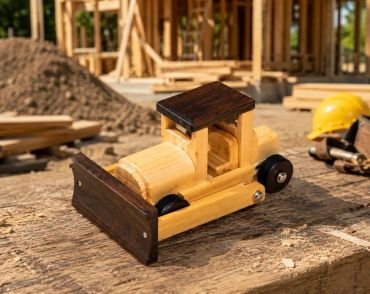 Handcrafted Wooden Bulldozer