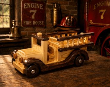 HandcraftedWooden Fire Truck Toy