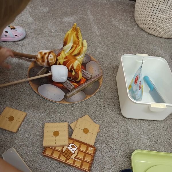 Pretend camping play at the Art Oasis' Bright SPARKS Program, Perkasie, PA