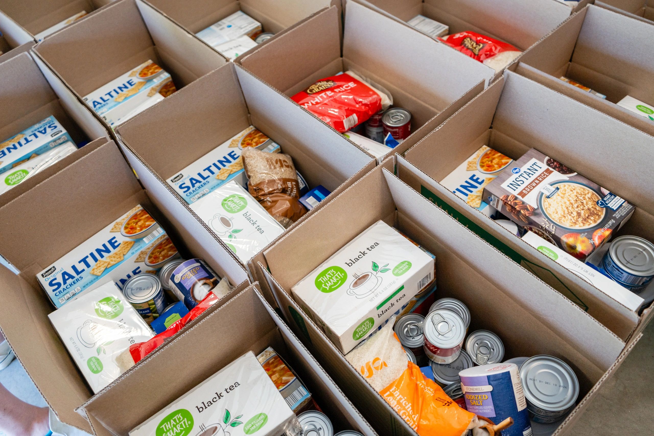 closeup shot of donation items