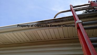 Rain gutter cleaning before and after demonstration.