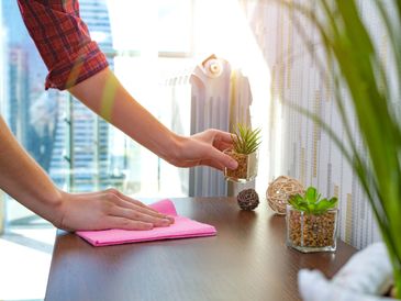 Offering support with cleaning the house