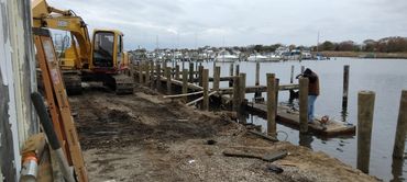 another view of a marina getting demo'd for upgrades to the bulkhead
