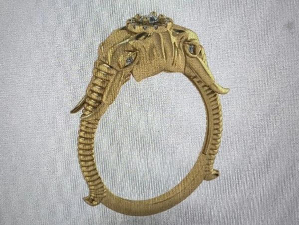 CAD of an Elephant Motif Engagement Ring.