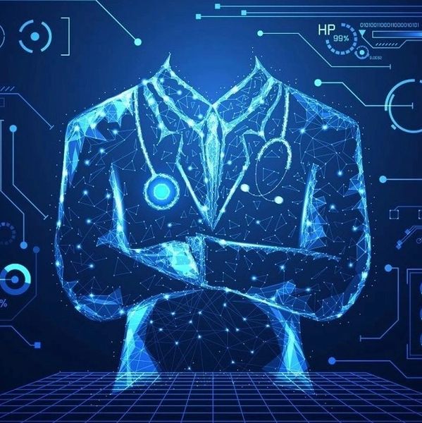 Digital hologram of a business figure