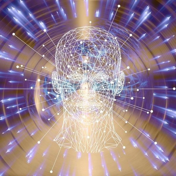 Graphic illustration of a digital head of a human