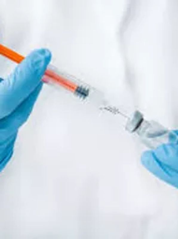A person pressing a syringe