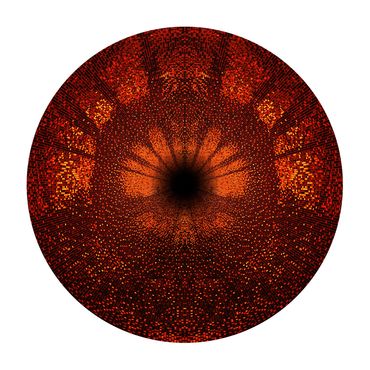 Copper and bronze specks create a symmetrical light and dark pattern in photo